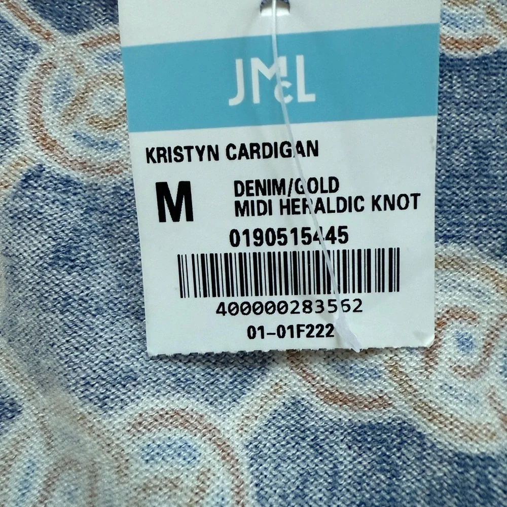 NWT J MCLAUGHLIN Kristyn Cardigan Sweater Midi Heraldic Knot Nautical Coastal‎ M